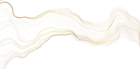 minimalistic abstract organic golden wave perlin noise flowfield as flow lines without background