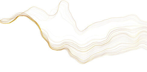 minimalistic abstract organic golden wave perlin noise flowfield as flow lines without background