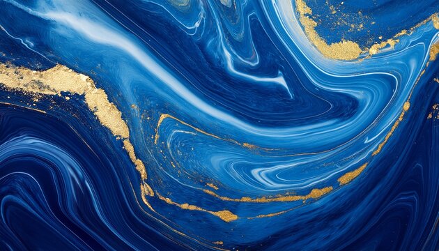 abstract blue marble texture with gold splashes blue luxury background