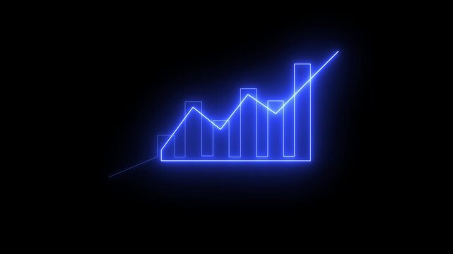 Glowing Neon Graph Icon Animation.Glowing Chart Icon for Analytics,Smooth Motion Design for Data Insight and Performance Metrics