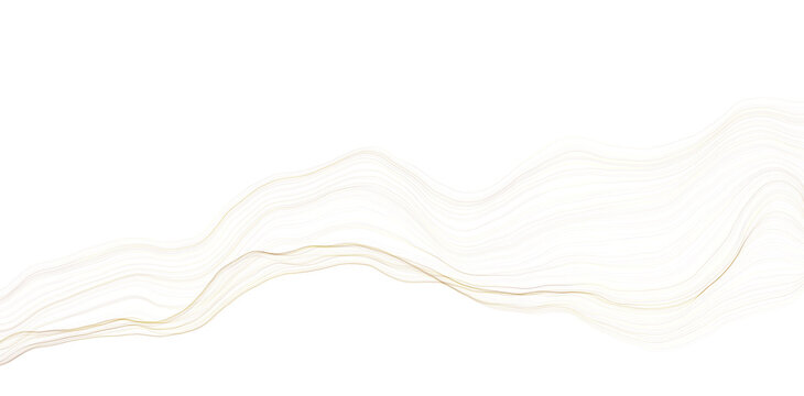 minimalistic abstract organic golden wave perlin noise flowfield as flow lines without background