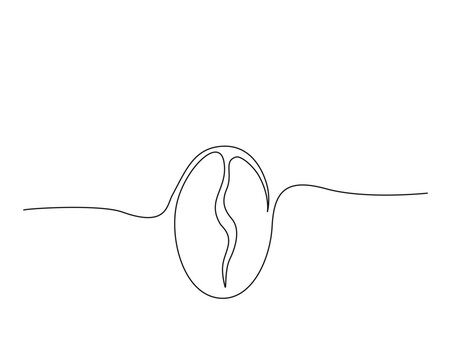 Continuous one line drawing of coffee beans. Roasted ccoffee beans line art vector illustration. Editable stroke.
