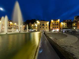 A panorama view across the central square in Lerici, Italy