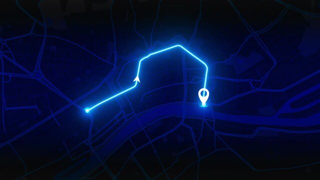 Blue 3D fly-over animation of Frankfurt city map in 4K. Perfect for travel openers, geography visualizations, navigation graphics, tourism and motion design projects.