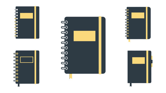 Stationery's Symphony: An array of stylized notebooks showcase a spectrum of design perspectives for creative and organizational applications. - Powered by Adobe