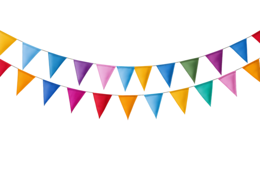 Colorful Bunting Flags isolated on a transparent background