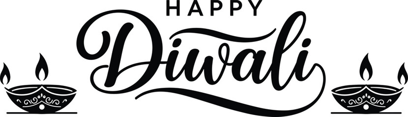 Diwali Festival Celebration Lights Lamps Diyas Fireworks Hindu Holiday India Culture Tradition Joy Spiritual Decorative Vector Illustration Design Art Happy