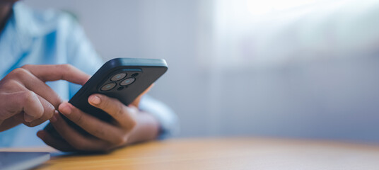 Person Using Smartphone for Online Communication and Mobile Technology