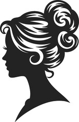 Elegant woman s updo hairstyle profile view perfect for design on transparent background silhouette