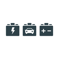 Car battery icons showing power vehicle and terminals