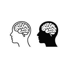 Human head silhouette with brain outline and solid fill