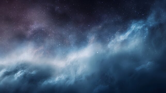 Vast cosmic nebula clouds swirling with stars against a deep space backdrop