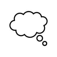Blank thought bubble icon with small circles for contemplation