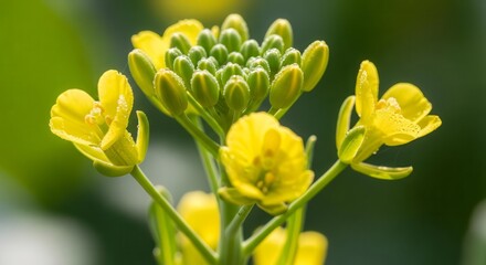 Fototapeta premium Beautiful Yellow Flowers Blossoming in The Sunshine, A Close-Up And Floral View