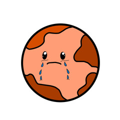 Sad crying Earth vector illustration for climate change and global warming awareness