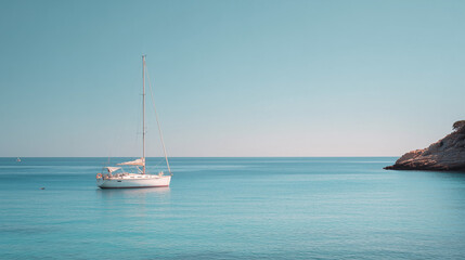 Fototapeta premium 白いヨットと海 / White Yacht on Sea