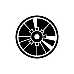 Fototapeta premium Black and white abstract circular design with geometric shapes and lines.