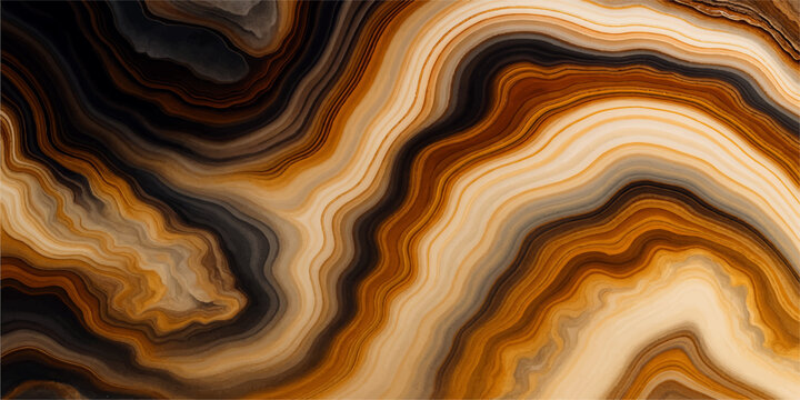 Abstract natural stone texture background with a flowing blue and gold metallic liquid wave pattern, perfect for modern wallpaper design