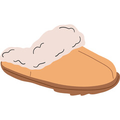 Cozy Light Brown Suede Mule Slipper with Fluffy Cream Shearling Lining and Durable Sole Isolated on White Background