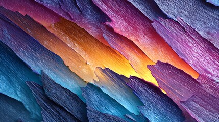Abstract background with vibrant, textured, and layered elements in a spectrum of colors from deep blue to fiery orange and rich purple, creating a dynamic and visually striking composition