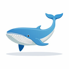 Whale Icon Flat, Clean Illustration of a Marine Mammal in Blue for Simple Design