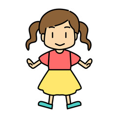 ツインテールの女の子キャラクターのフラットベクターイラスト