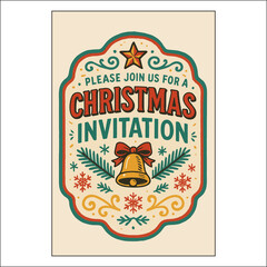 Christmas Invitation Label Design 