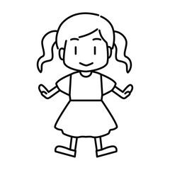 ツインテールの女の子の線画イラスト