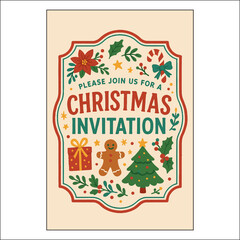Christmas Invitation Label Design 