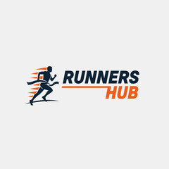 Obraz premium Dynamic running figure logo for athletic brand and sports clothing