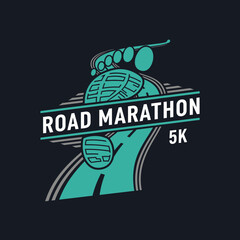Road Marathon 5K event typography design on a dark background