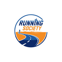 dynamic road path for a running club or community, stylized logo concept
