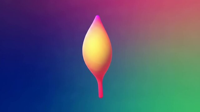 Abstract 3D Rendered Leaf Shape with Gradient Colors on a Colorful Background.