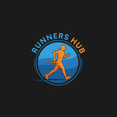 Creative logo for running-themed hub with vibrant color scheme