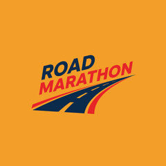 dynamic road marathon logotype on an energetic orange background for event