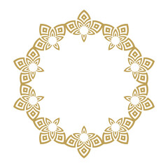Ornamental floral frame design in gold. Vector illustration.