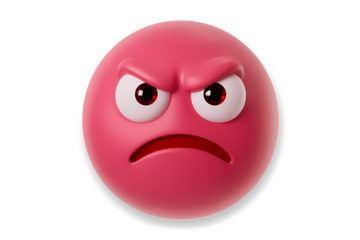 Angry red 3D emoji screaming with furrowed brow and wide mouth.