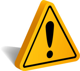3D attention yellow sign icon