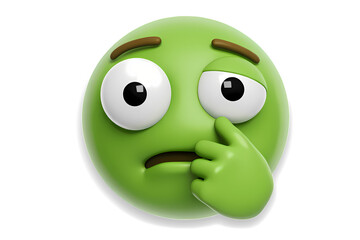 Green 3D emoji looking sick, disgusted, or feeling a sense of nausea.