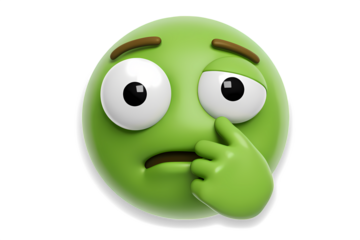 Green 3D emoji looking sick, disgusted, or feeling a sense of nausea.