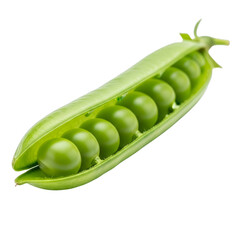 Fresh green pea pod with seeds isolated on a transparent background