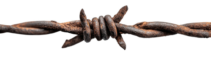 Rusted barbed wire section