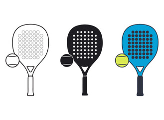 Padel Tennis Racket and Ball Icon Set Sport Vector Design