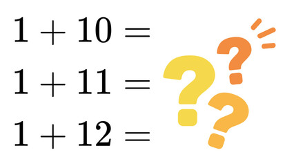 Math problem solving practice for kids interactive education quiz with addition calculations and question marks