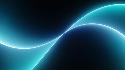 Elegant glowing blue wave on a dark background creates a sense of movement