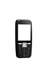 Black mobile phone, portrait view, simple design