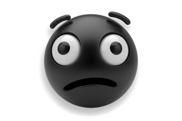 ​A Black Emoticon Looks Up, Feeling Concerned.