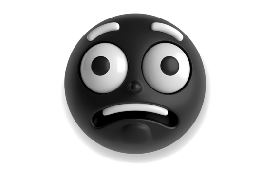 Shocked and Anxious Black Smiley Face Icon. - Powered by Adobe