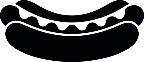 Black hot dog silhouette with white sauce sausage condiment