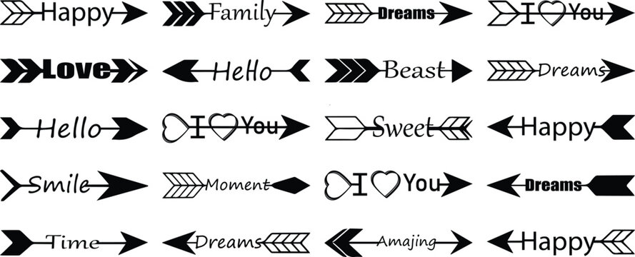 Creative latter design. Heart doodles set. February 14. Happy young family sitting on meadow, hello,sweet. time, best.